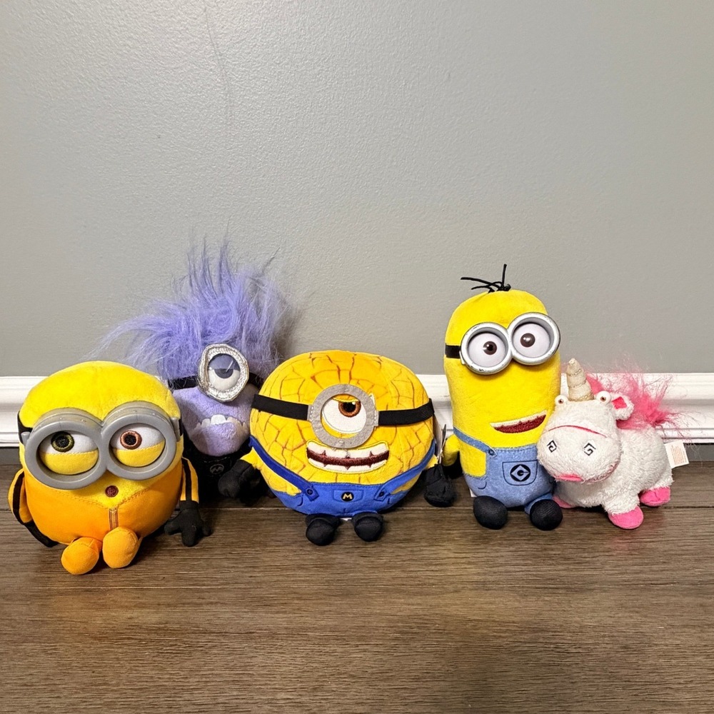 Despicable Me Minions Plush Lot 5pc Evil Minion Fluffy Unicorn and more